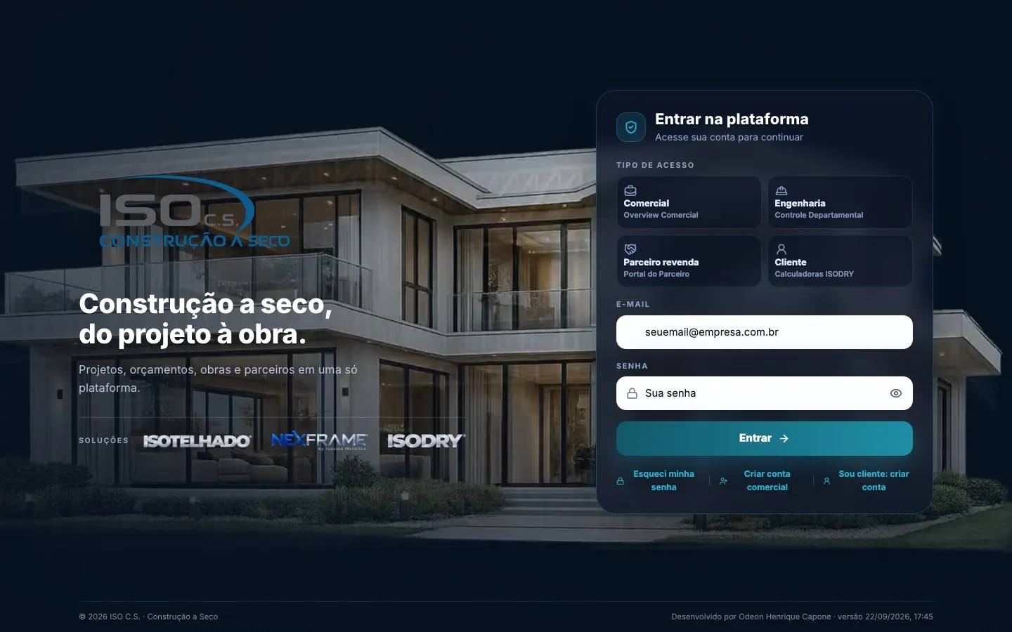 Página inicial da plataforma ISOCS